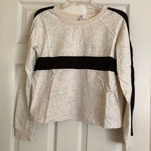 Cream Sweatshirt with Black Stripes